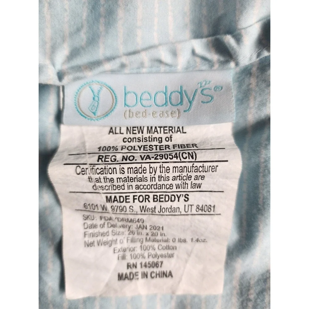 Beddy's Bed Ease Quilted Padded Pillow Shams 19 x 24  Baby Blue White‎  (3)